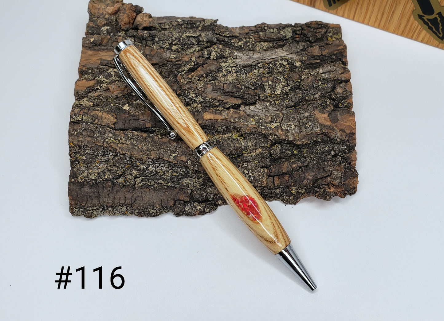 Broken Arrow Tiger Tree - Twist Pen - Chrome with Opal